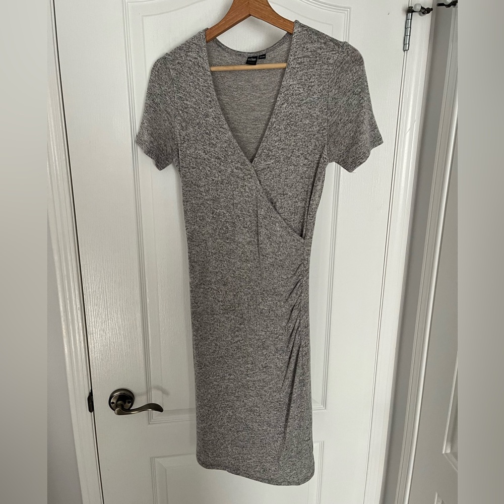 Simons ICONE Heather Gray Midi Wrap Dress